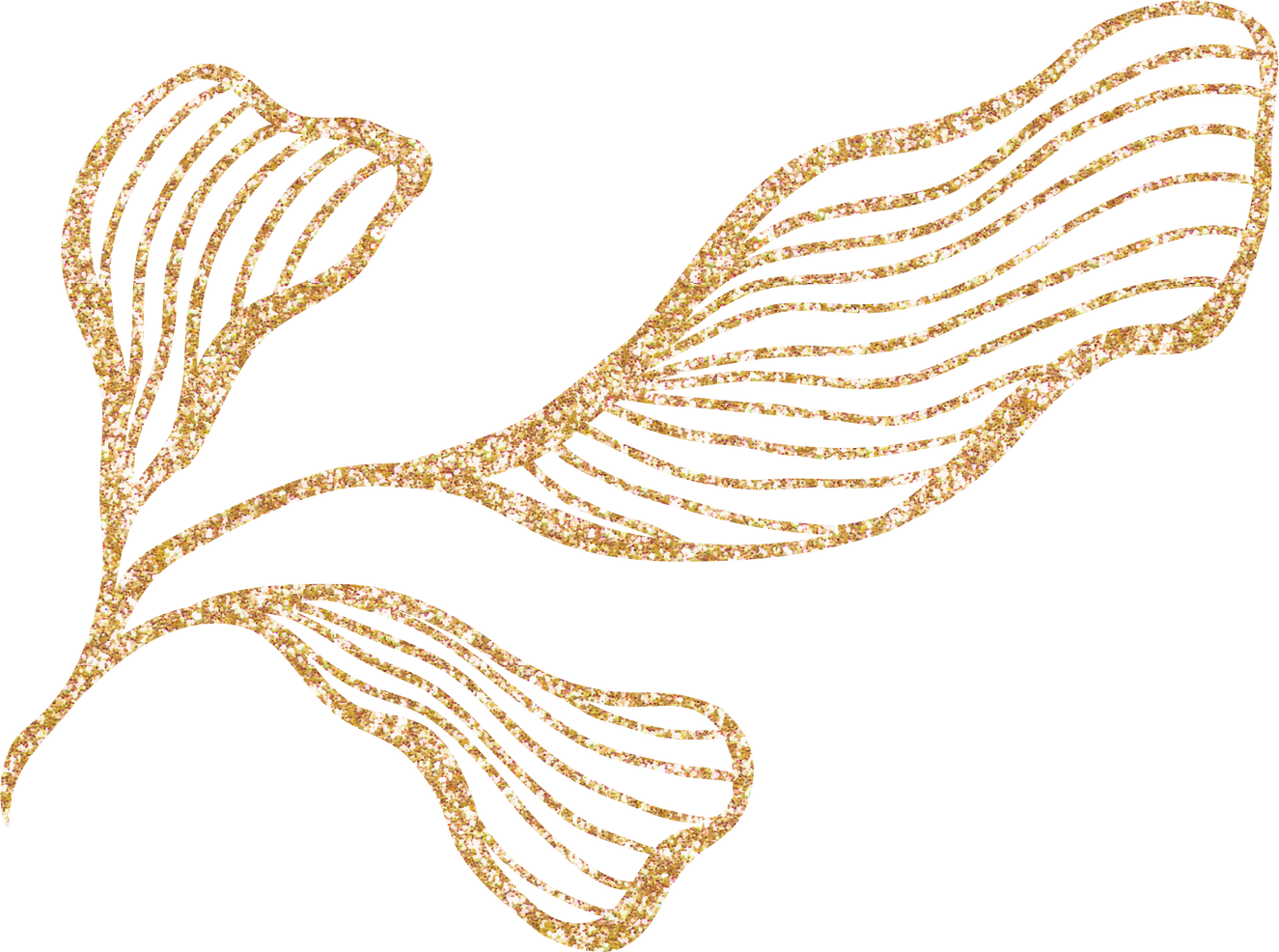 Golden Textured Line Art Object with Glitter